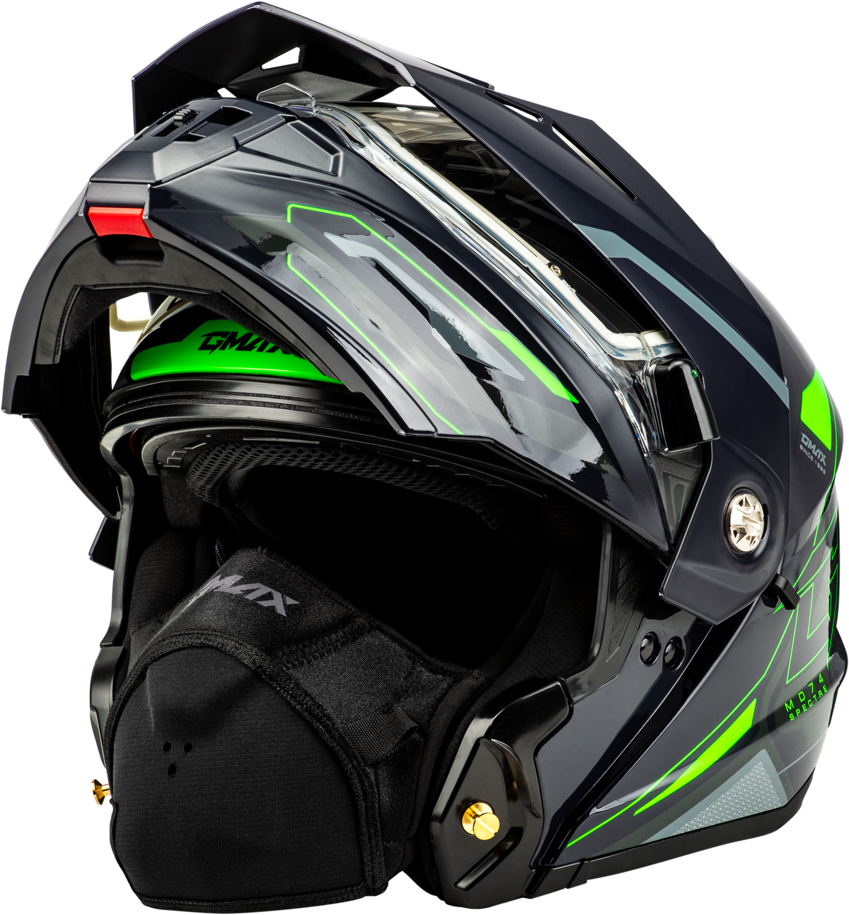 GMAX MD-74S Spectre Modular Helmet w/Electric Shield Grey/Neon Green