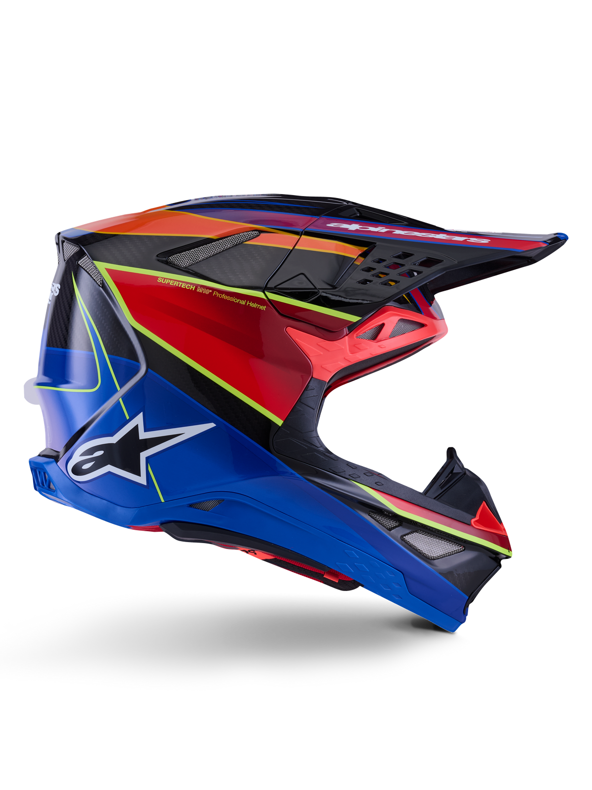 Alpinestars Supertech M10 Era Helmet - Blue/Red/Yellow Fluo Glossy