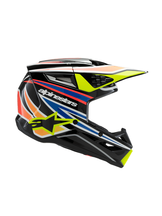 Alpinestars SM3 Youth Wurx Helmet ECE 06/DOT - Black/Yellow Fluo/Blue Red Glossy