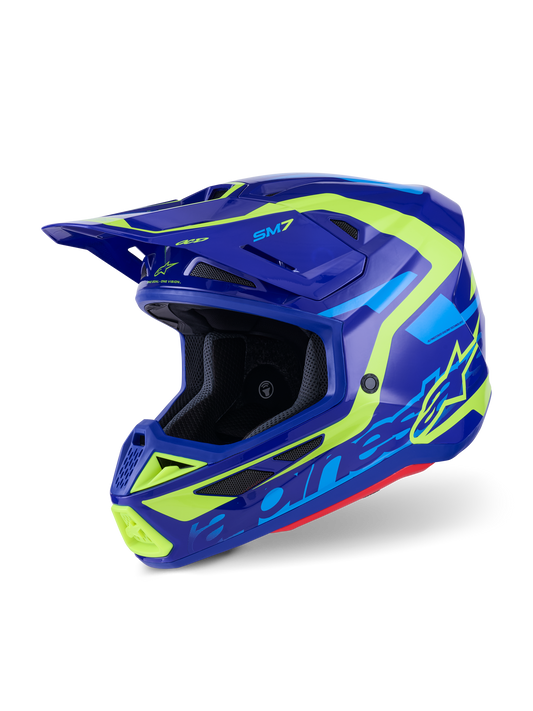 Alpinestars S-M7 Deed Helmet ECE 06/DOT - Blue/Yellow Fluo Glossy