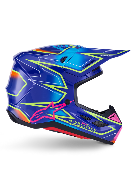 Alpinestars S-M7 Cast Helmet ECE 06/DOT - Blue/Pink/Yellow Fluo Glossy