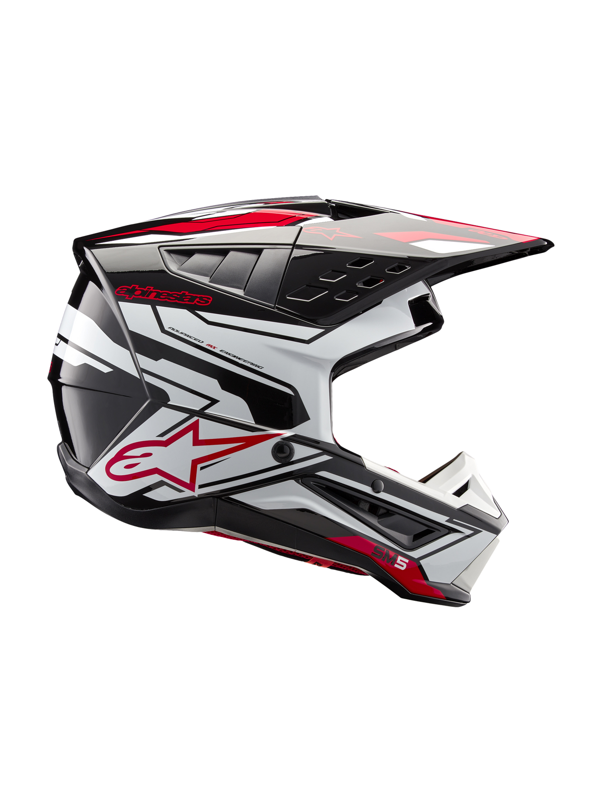Alpinestars SM5 Action 2 Helmet - Black/White/Bright Red Glossy