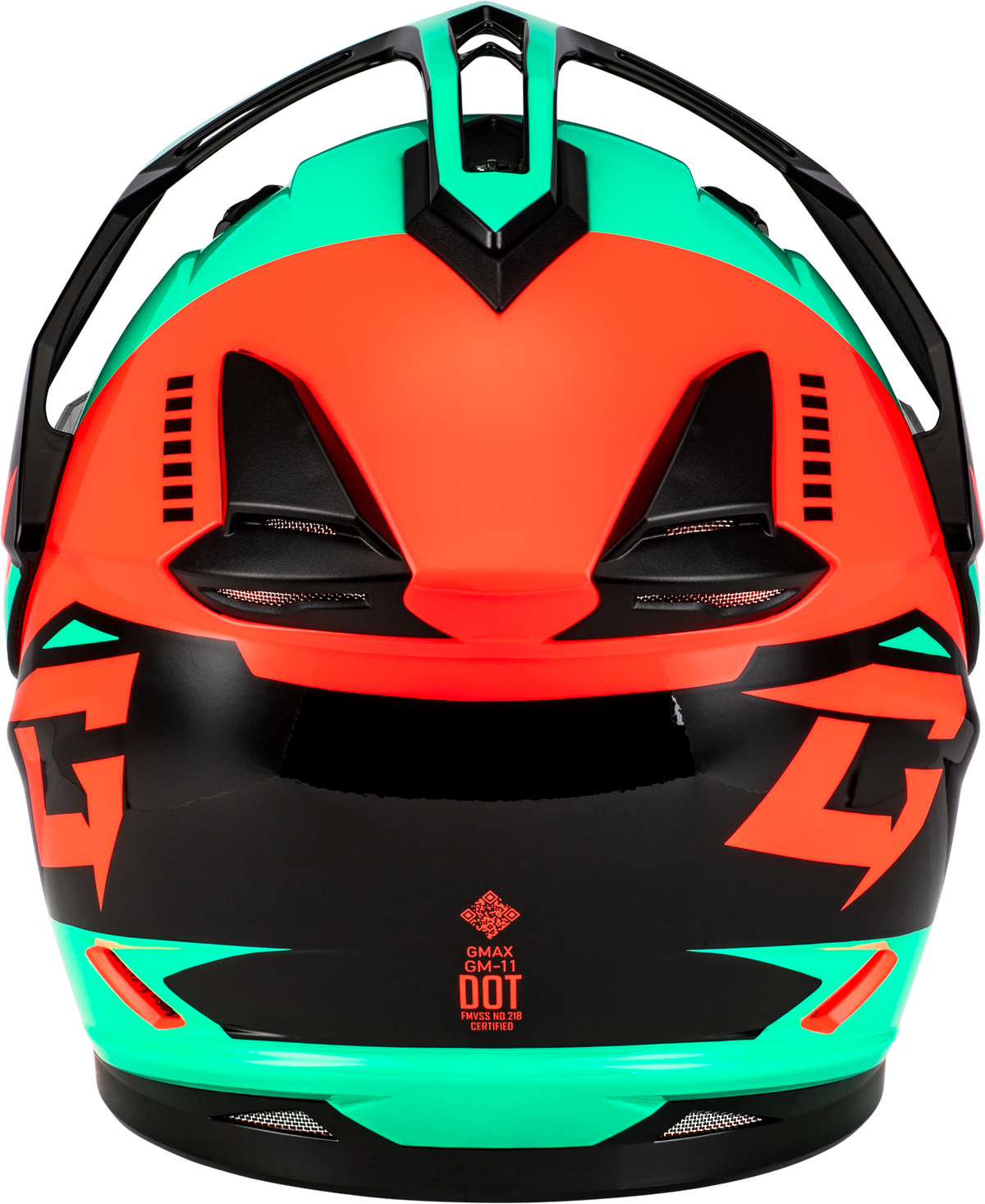 GMAX GM-11 Ronin Helmet Black/Aqua/Coral