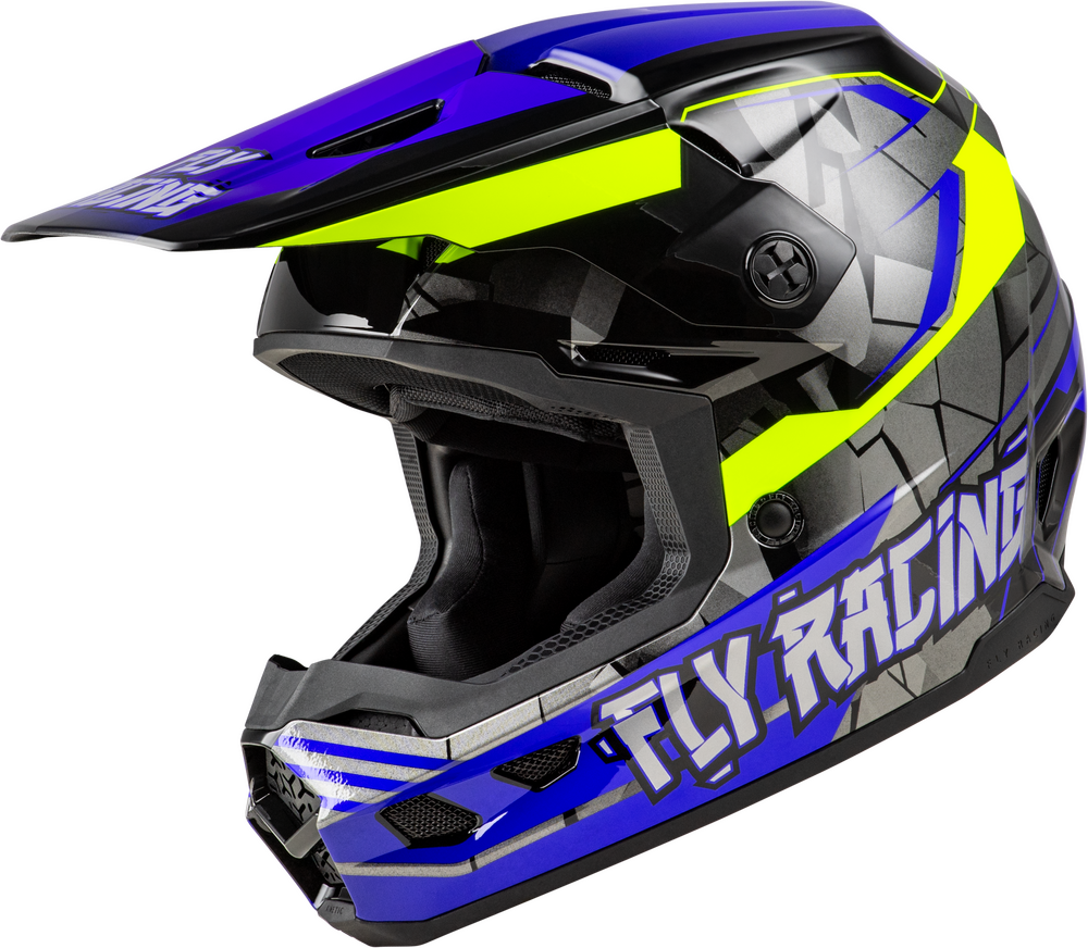 Fly Racing Youth Kinetic Scorched Helmet CLOSEOUT - Blue/Grey/Hi-vis