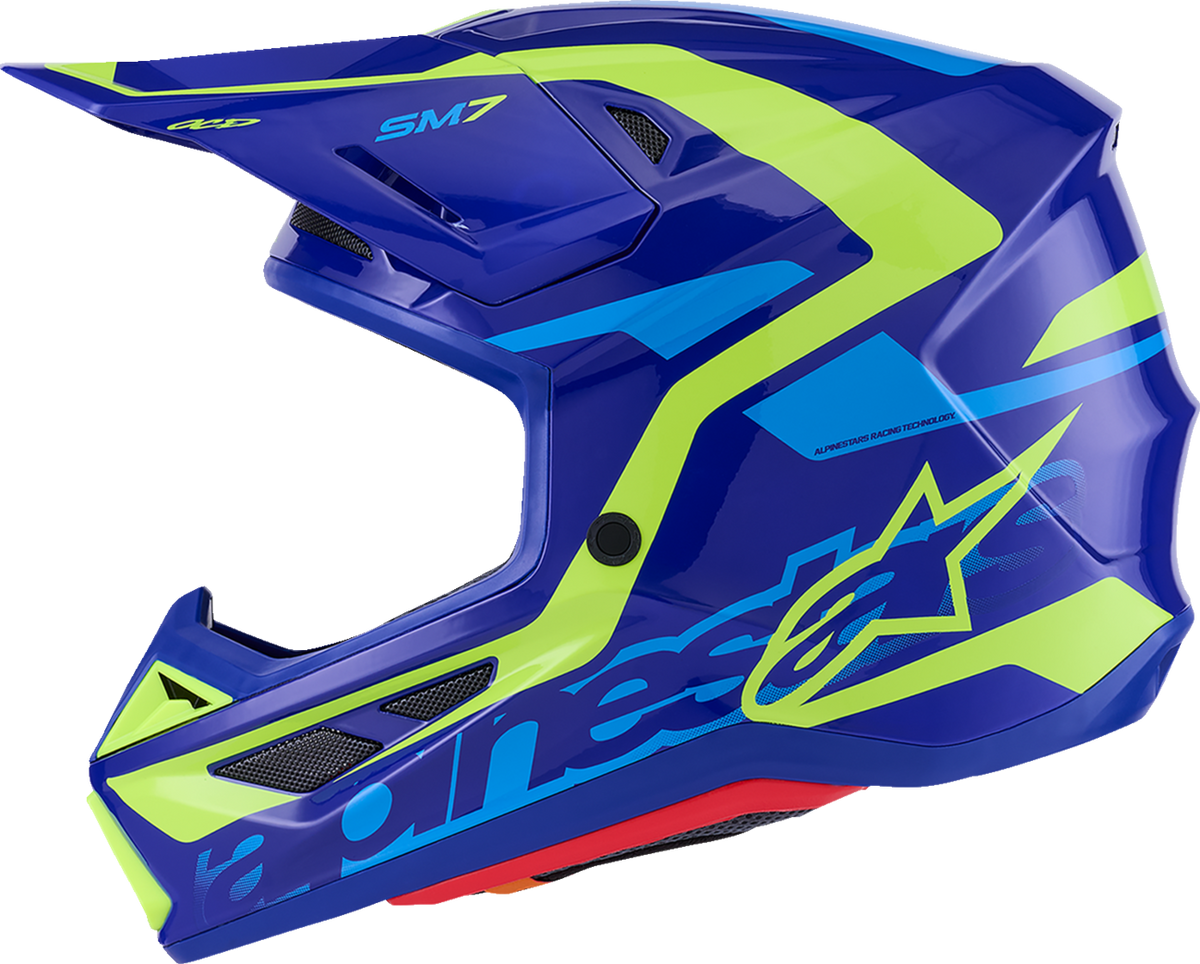 Alpinestars SM7 Deed Helmet Gloss Blue/Yellow Fluo