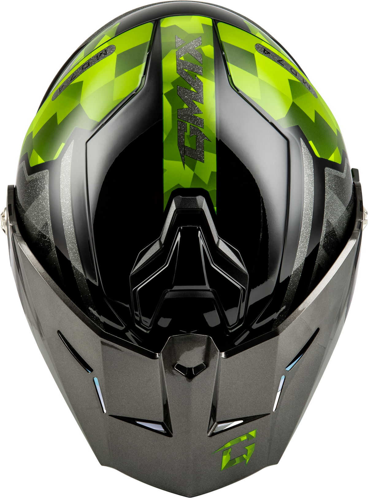 GMAX MD-74 Striker Modular Helmet Black/Silver/Green Metallic