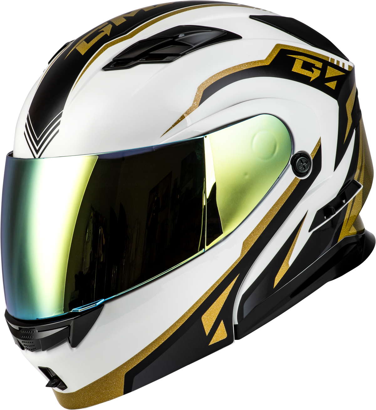 GMAX MD-01 Volta Helmet White/Gold/Black Metallic