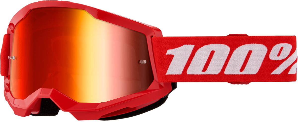 100% Strata 2 Junior Goggles Red / Mirror Red Lens