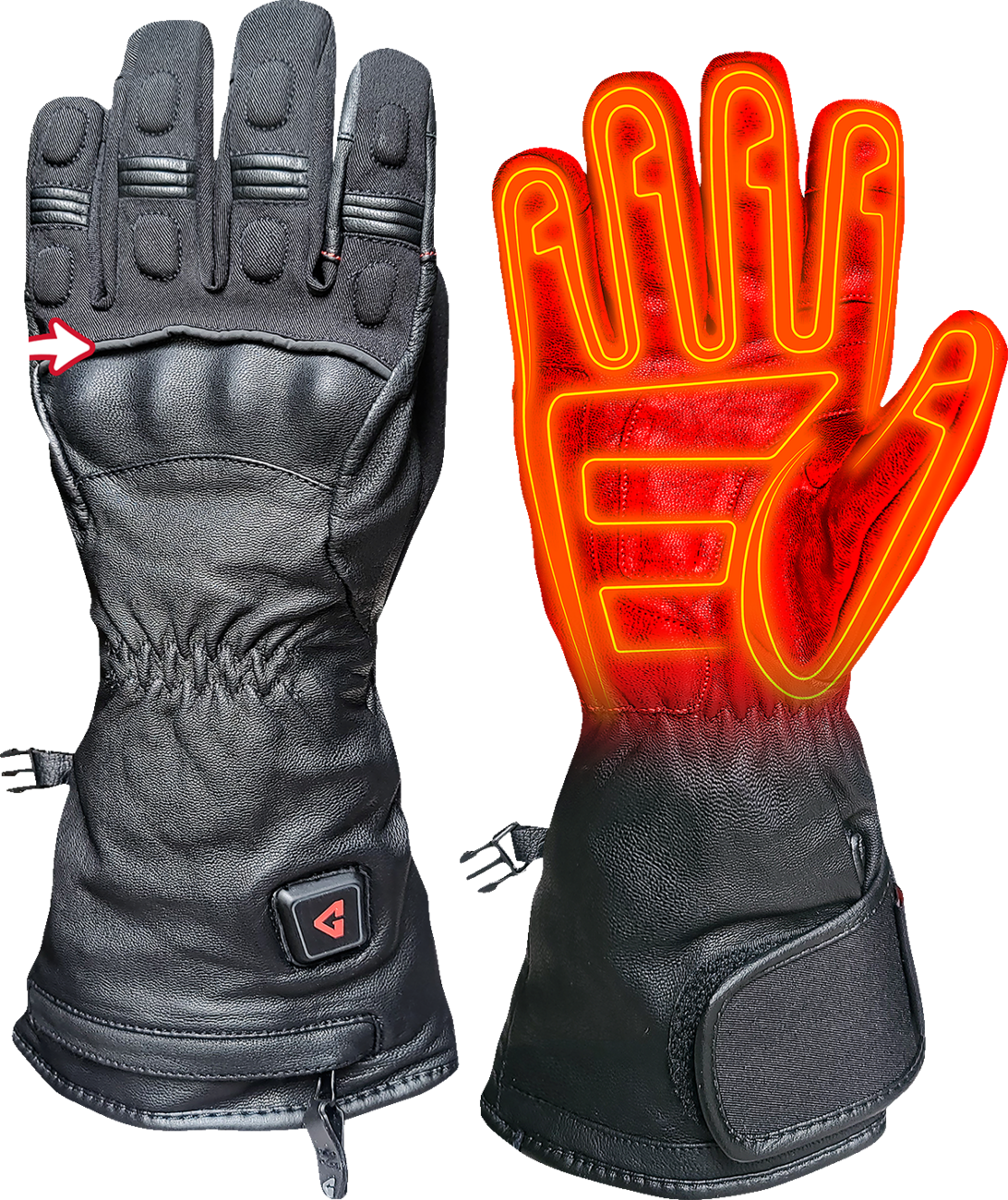 7 V Hard Knuckle Battery Heated Gloves - Black