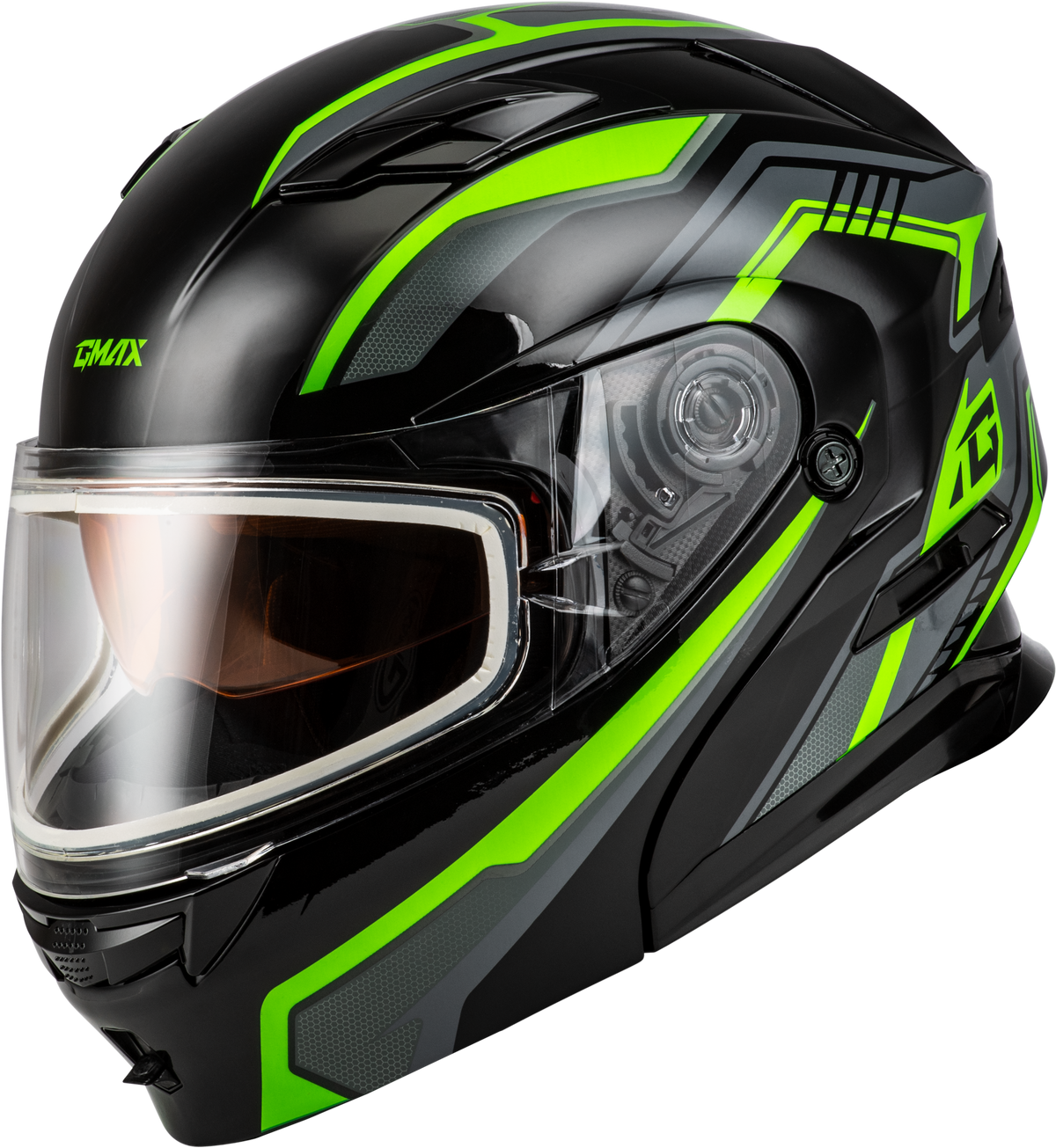GMAX MD-01S Transistor Snow Helmet Black/Grey/Green