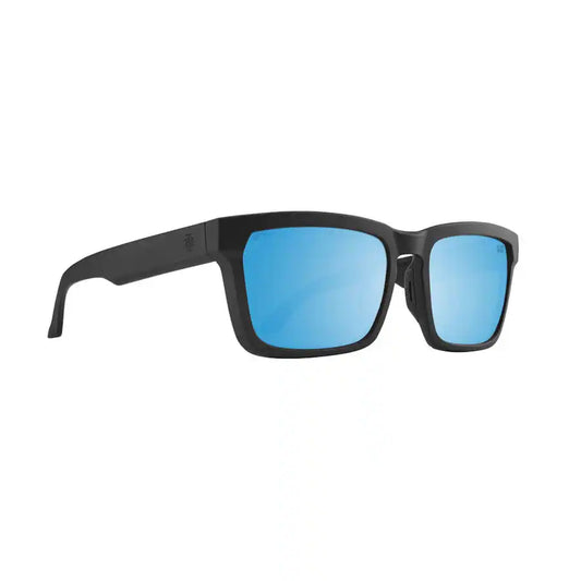 Spy Helm Tech Polarized Sunglasses - Matte Black/Happy Boost Polar Ice Blue Mirror