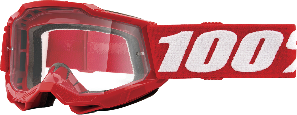 100% Accuri 2 Junior Goggles Neon Red / Clear Lens