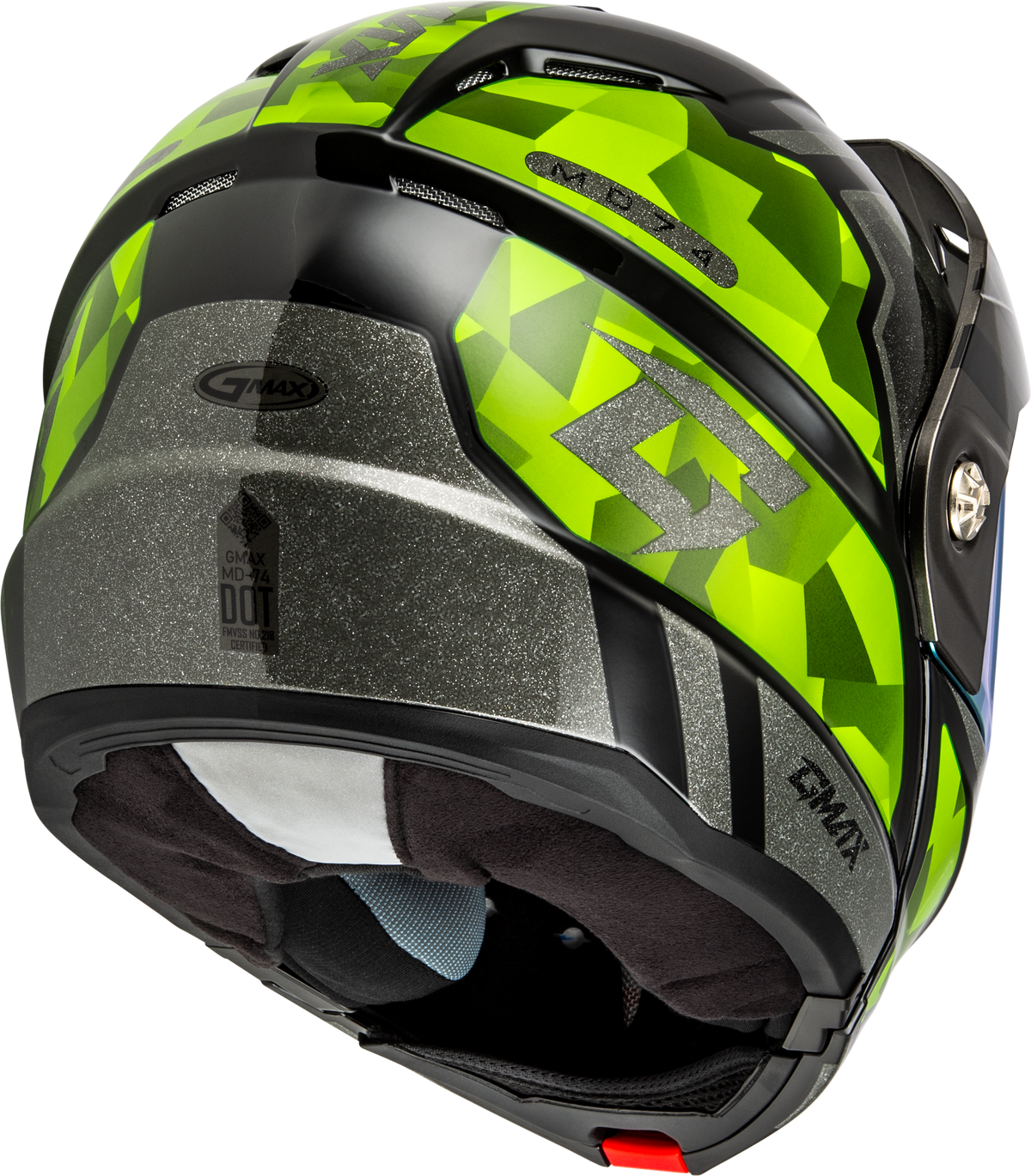 GMAX MD-74 Striker Modular Helmet Black/Silver/Green Metallic