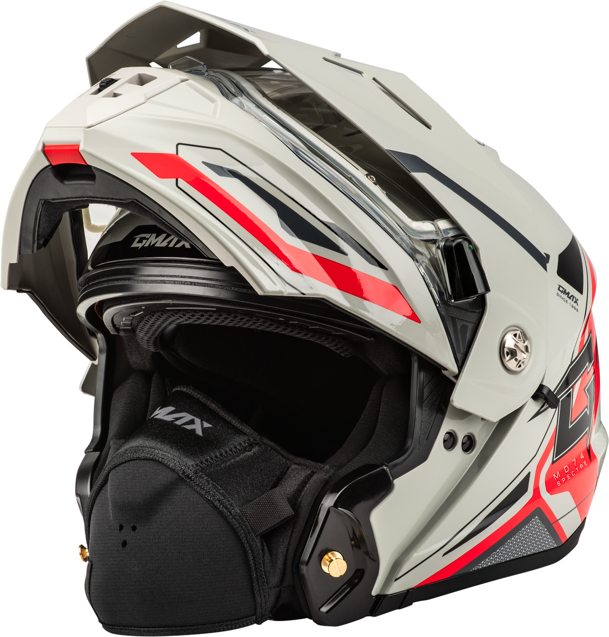 GMAX MD-74S Spectre Modular Helmet w/Electric Shield White/Red