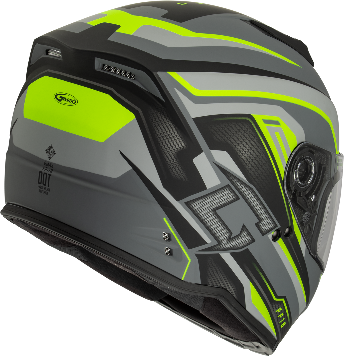 GMAX FF-18 Drift Helmet (2024) Matte Grey/Hi-Vis