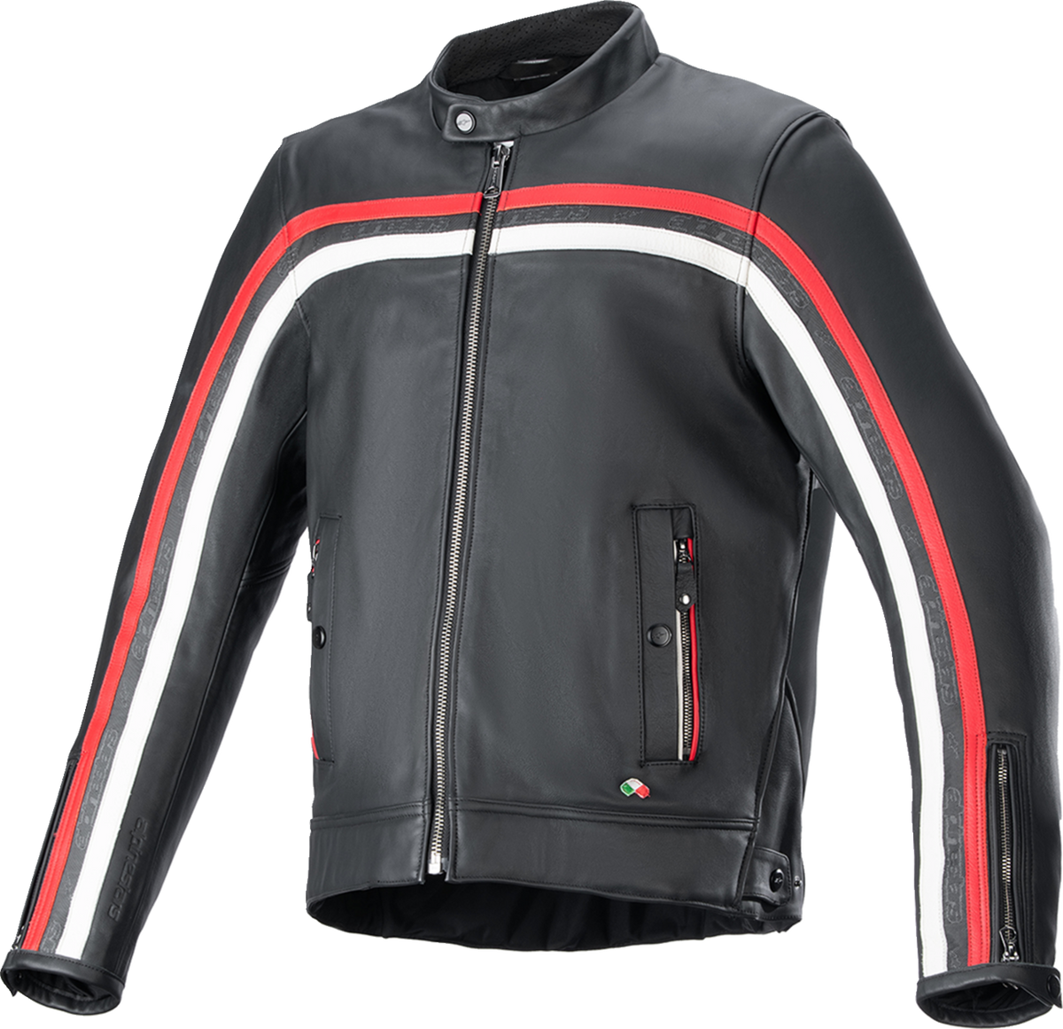 Alpinestars Dyno Leather Jacket - Black/Ruby Red/Ecru