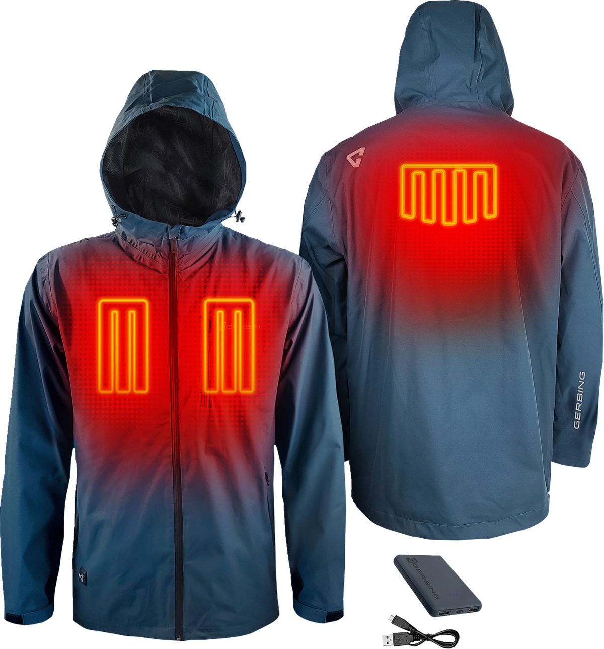 Gerbing Heated 5V Rain Coat - Mallard Blue