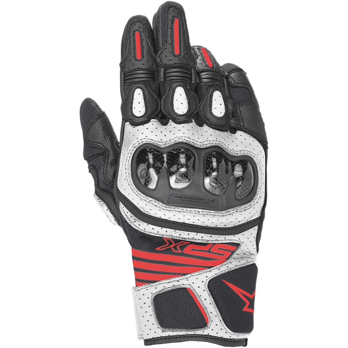 Alpinestars SPX AC V2 Gloves - Black/White/Red Fluorescent