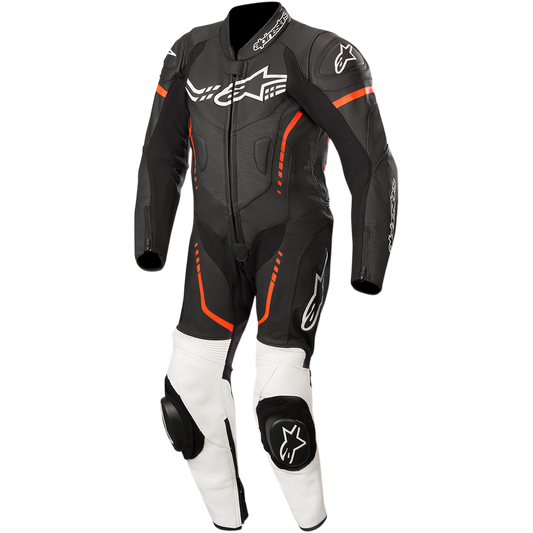 Alpinestars Youth GP Plus 1-Piece Leather Suit CLOSEOUT - Black/White/Red Fluorescent
