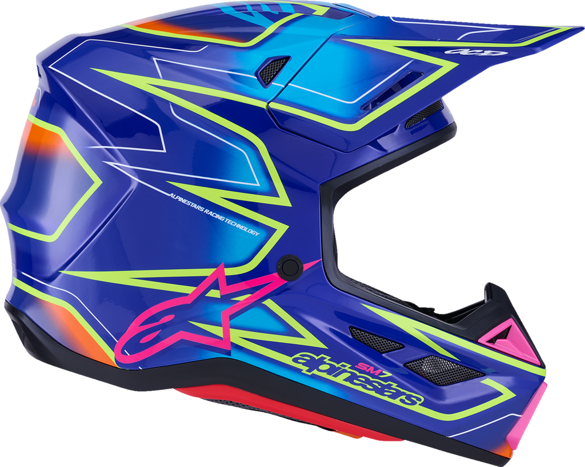 Alpinestars SM7 Cast Helmet Gloss/Blue/Pink/Yellow Fluo