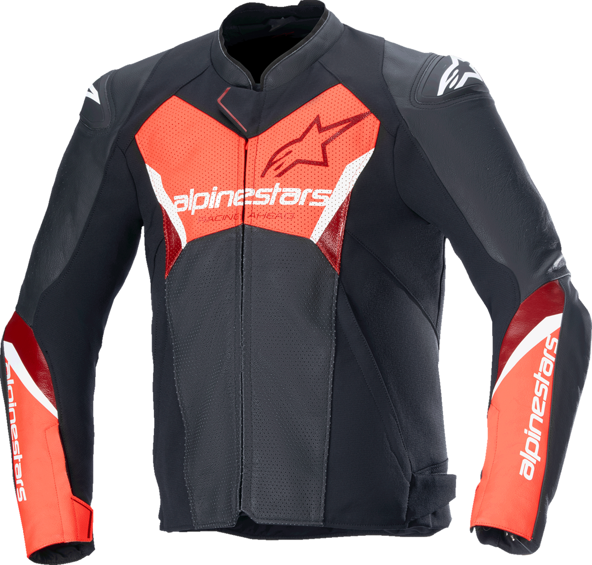 Alpinestars Faster v3 Airflow Leather Jacket - Black/Red Fluo