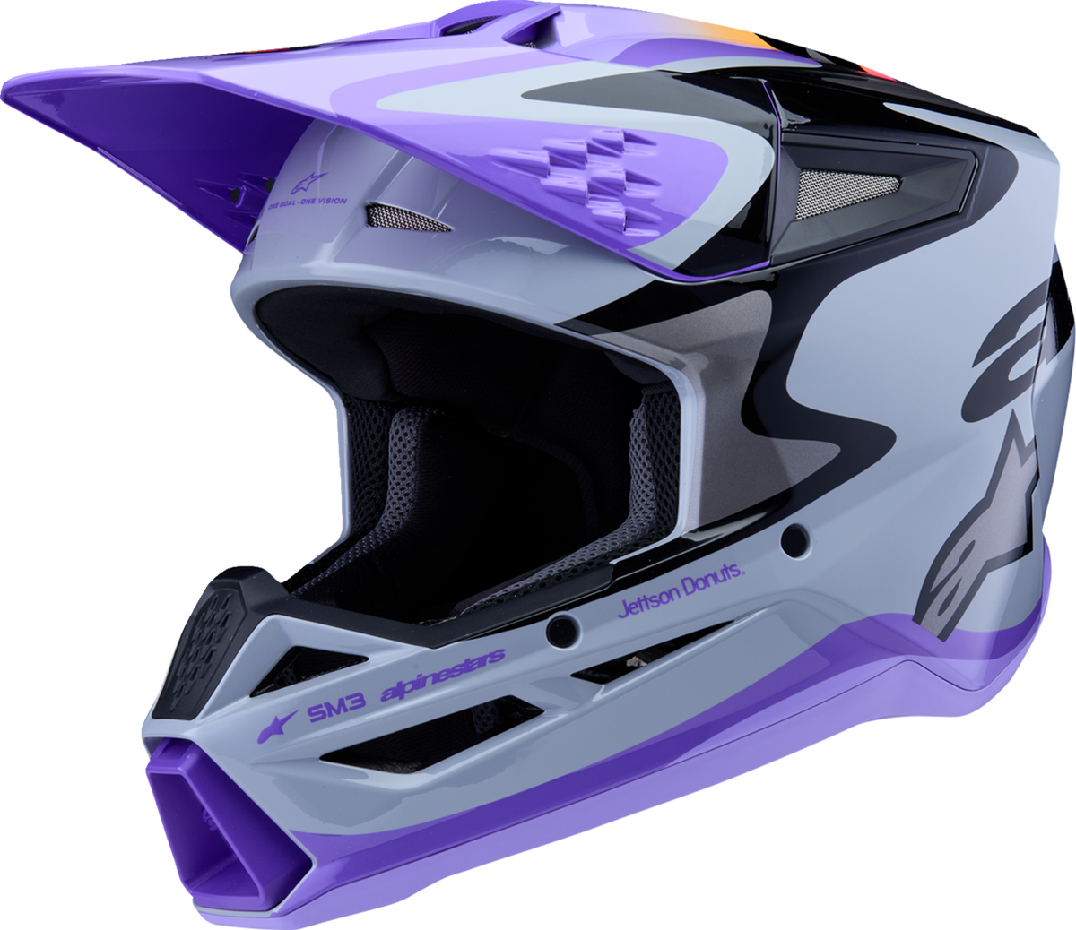 Alpinestars Youth SM3 Jettson Helmet - Glosss Black/Gray/Purple