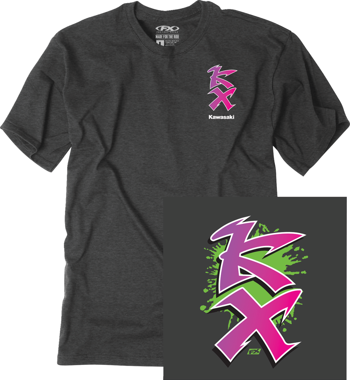 Facotry Effex Kawasaki Retro KX T-Shirt - Heather Charcoal
