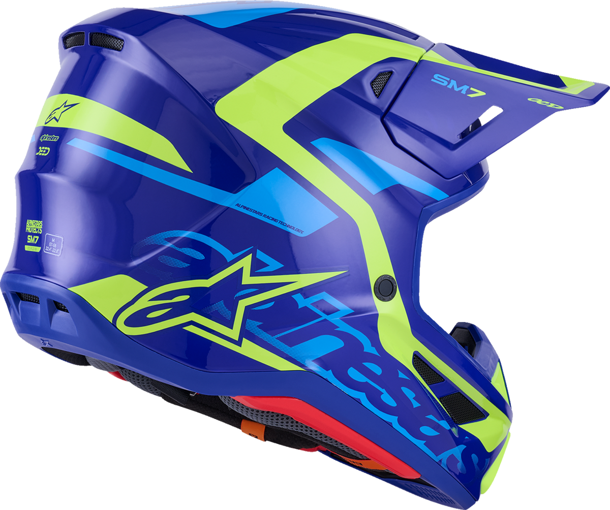 Alpinestars SM7 Deed Helmet Gloss Blue/Yellow Fluo