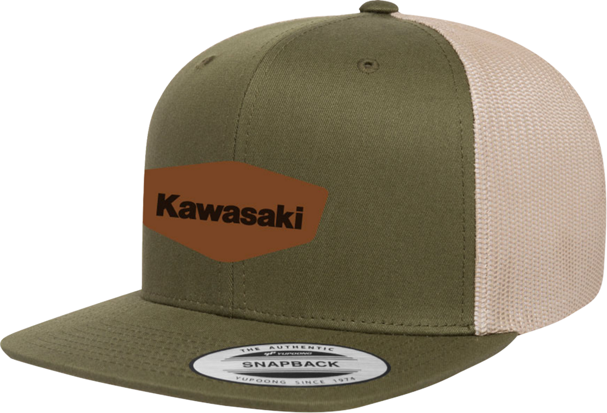 Facotry Effex Kawasaki Heritage Snapback Hat - Moss Green/Khaki