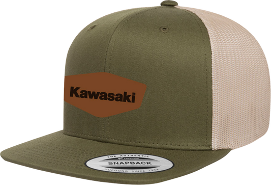 Facotry Effex Kawasaki Heritage Snapback Hat - Moss Green/Khaki
