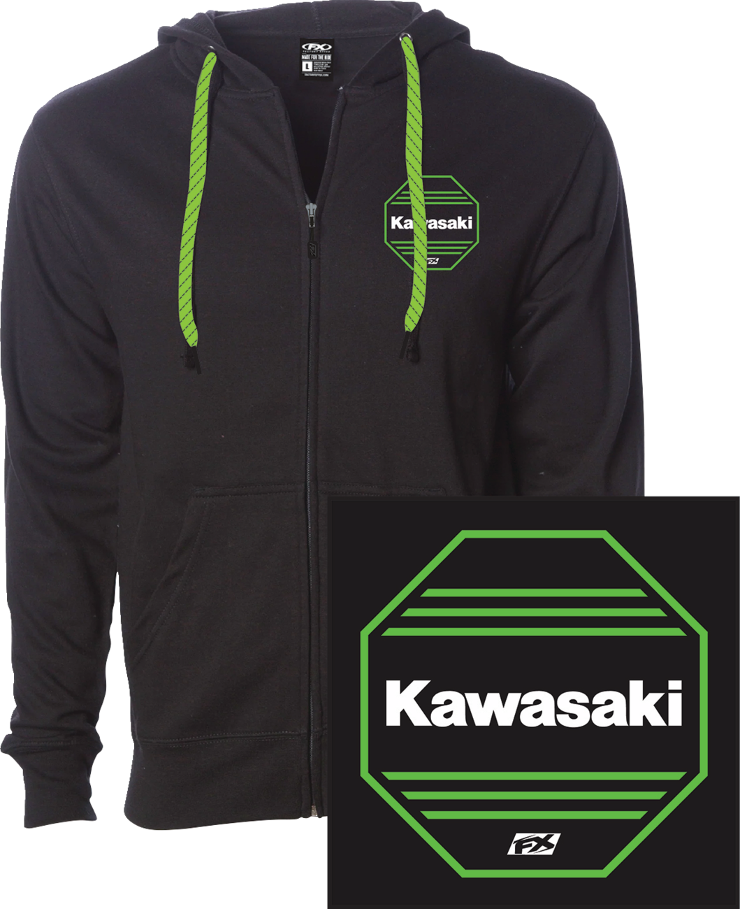Facotry Effex Kawasaki Octagon Zip-Up Hoodie - Black