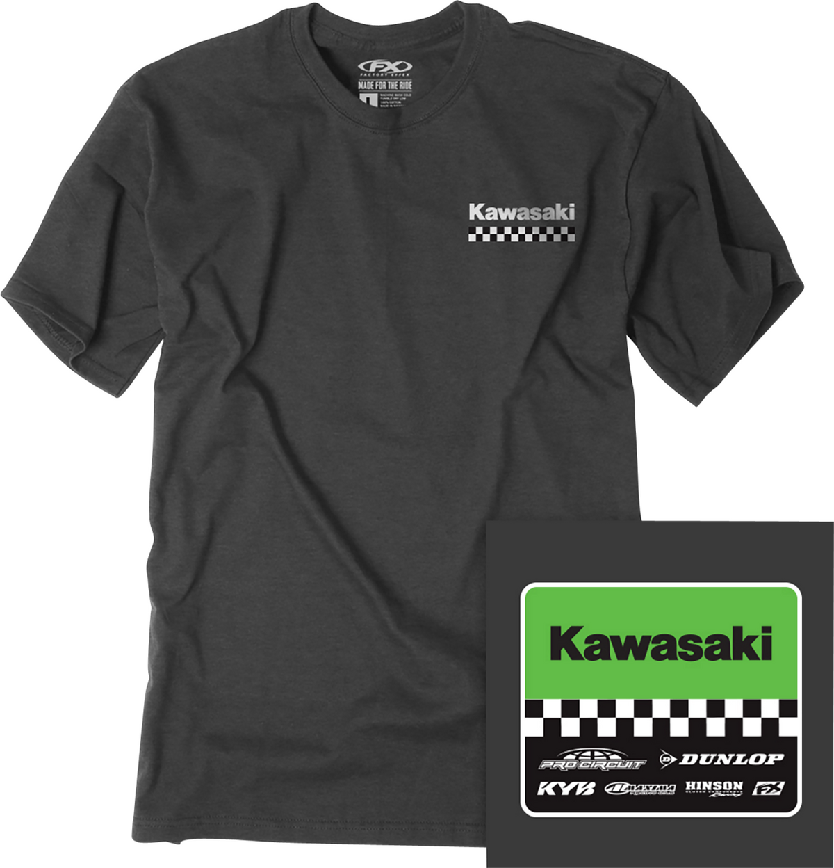 Facotry Effex Youth Kawasaki Starting Line T-Shirt - Heather Charcoal