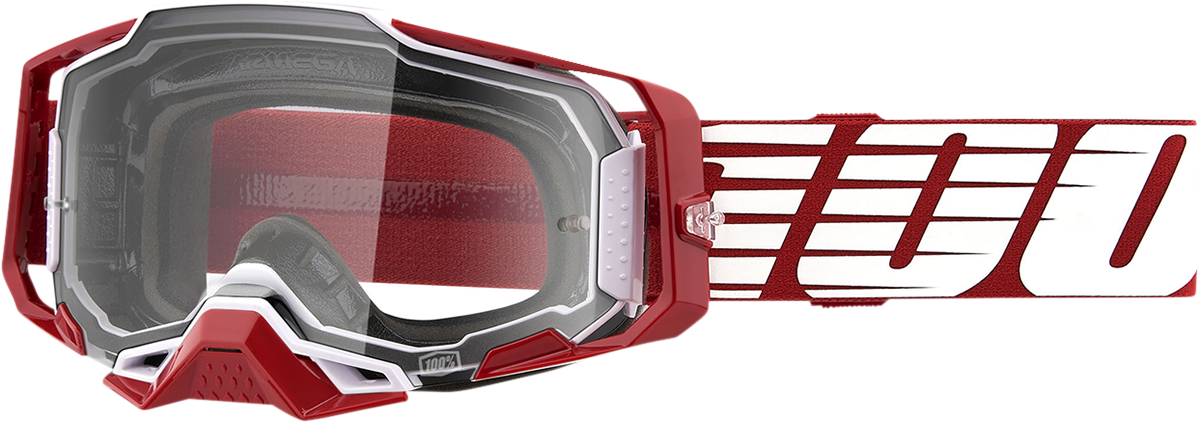 100% Armega Goggles CLOSEOUT Oversized Deep Red / Clear Lens
