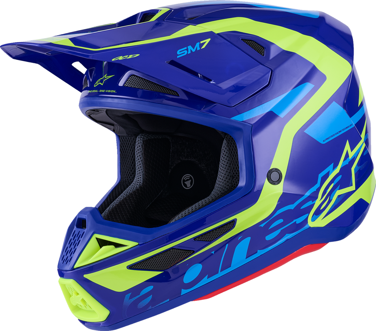 Alpinestars SM7 Deed Helmet - Gloss Blue/Yellow Fluo