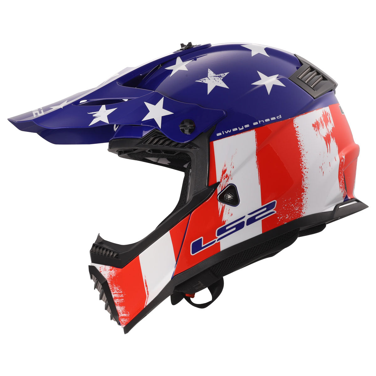LS2 Gate Youth Battle Scar Helmet Gloss Red/White/Blue / Small