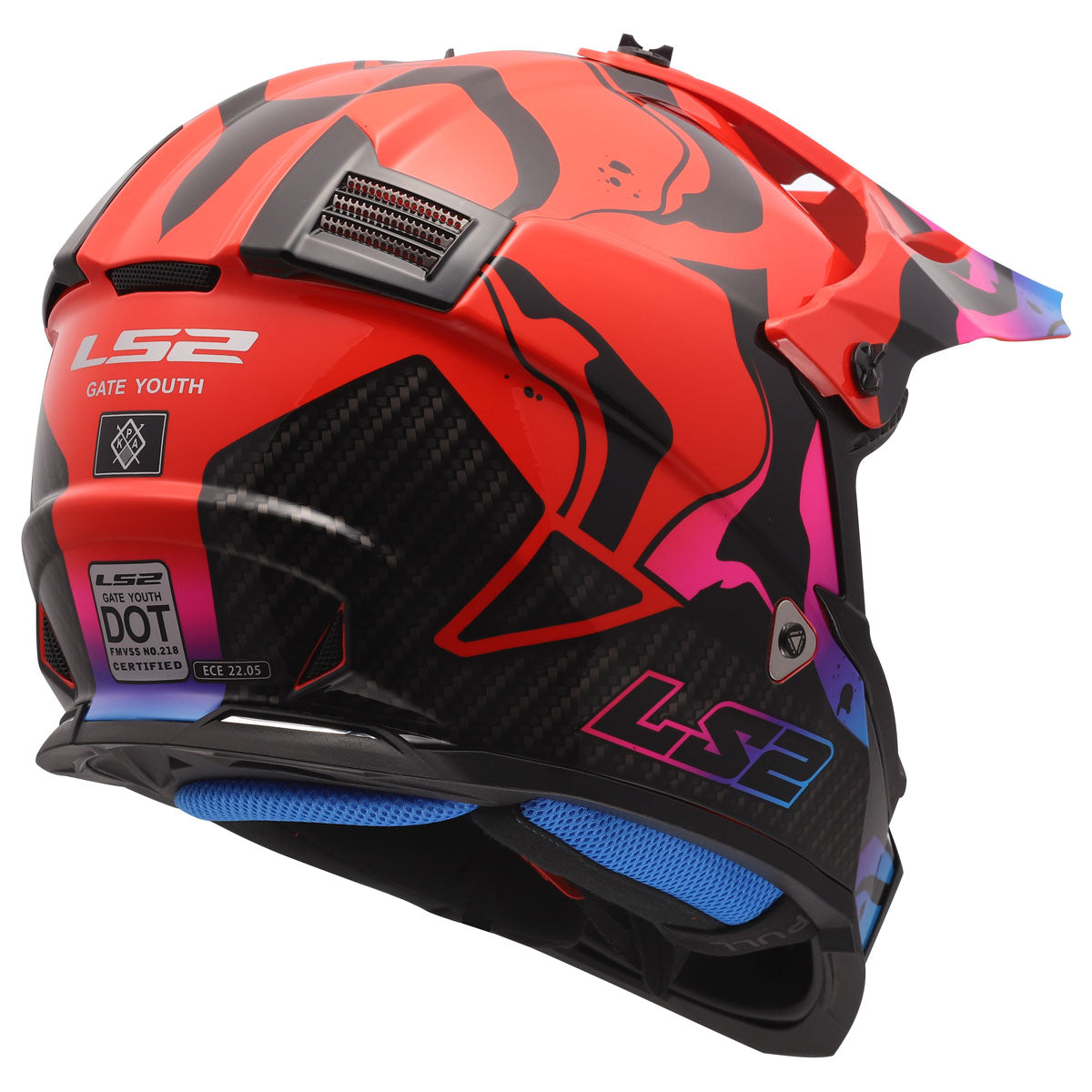 LS2 Gate Youth Wash Helmet Gloss Red/Blue/Purple / Large