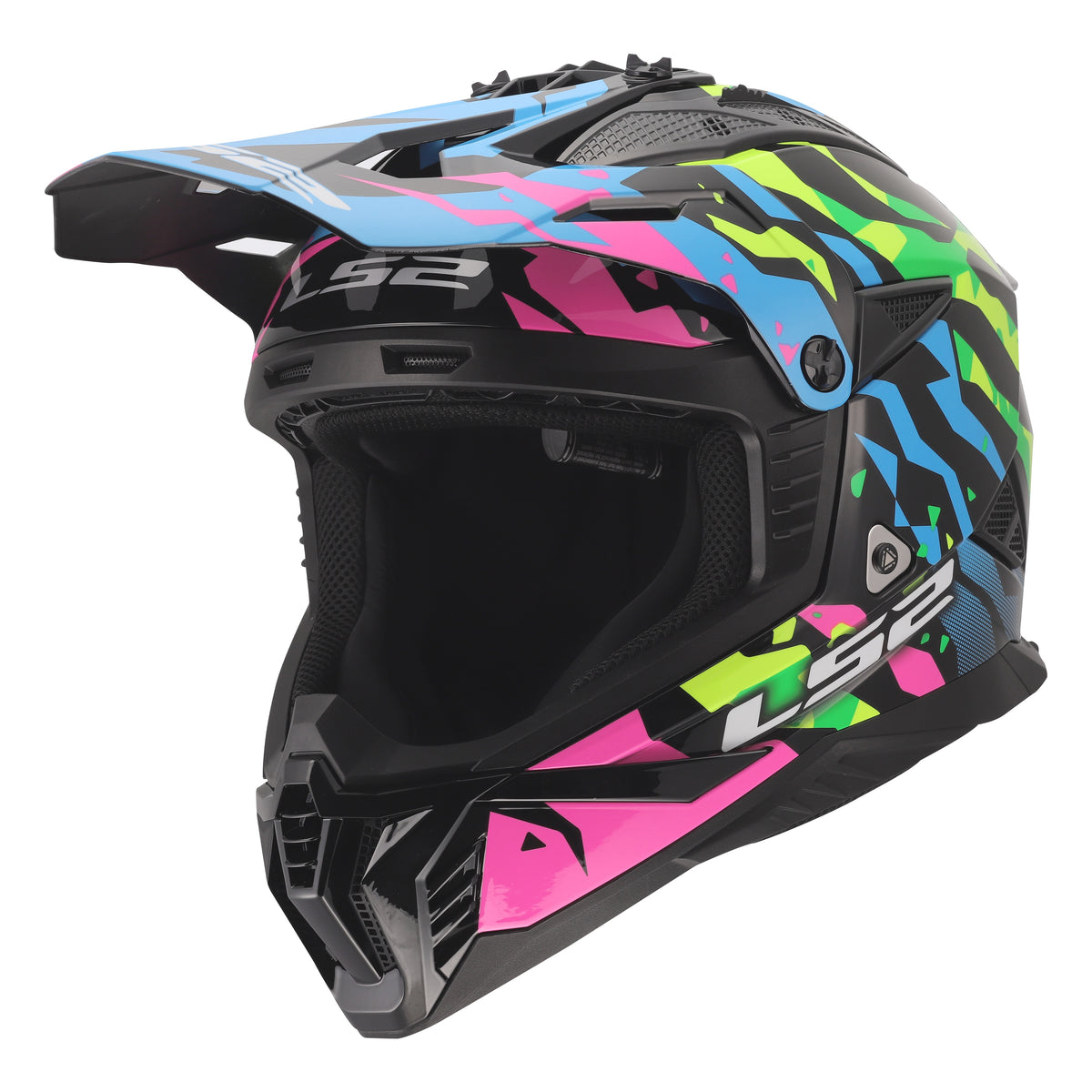 LS2 Gate II Electra Helmets - Gloss Blue/Pink/Green
