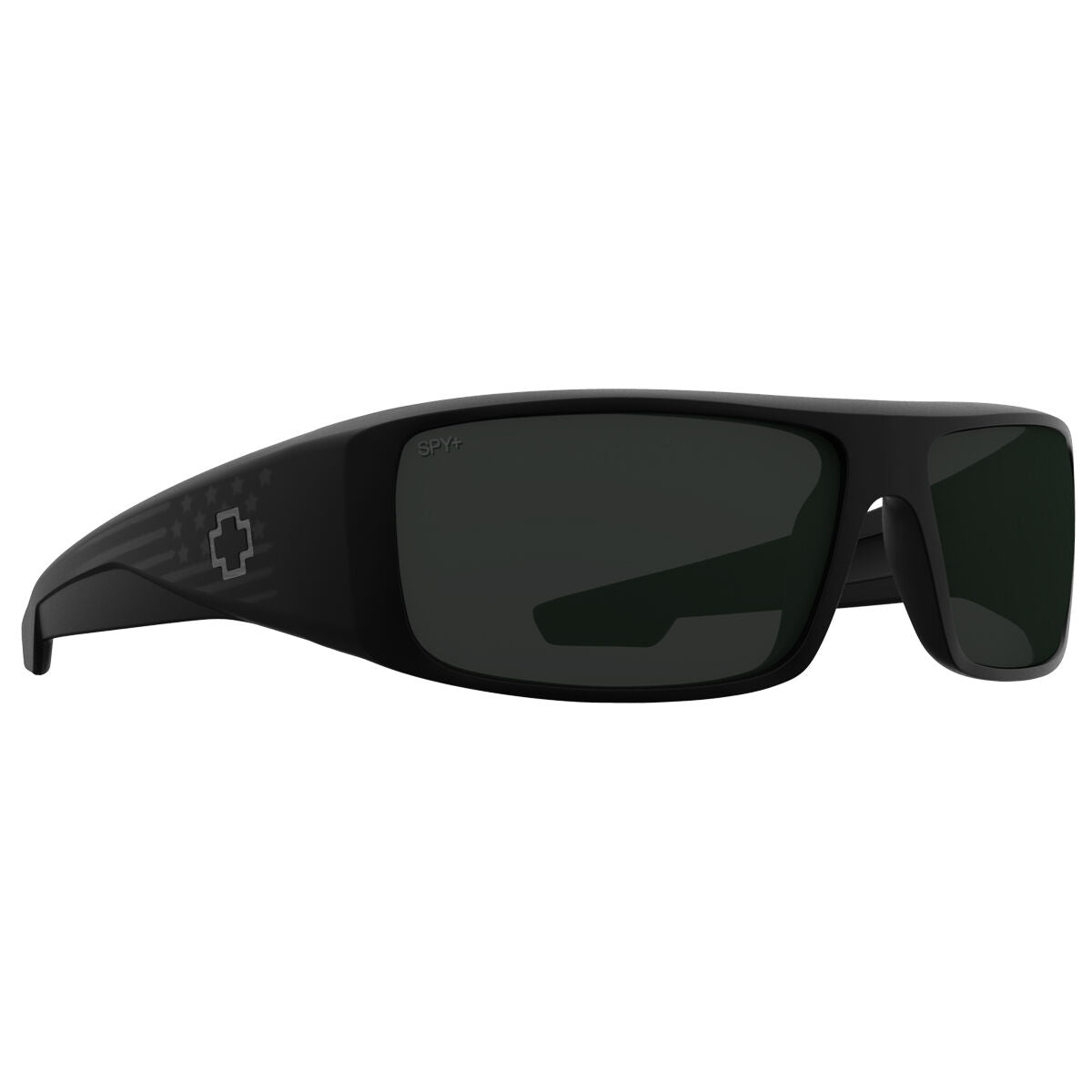 Spy Logan Sunglasses - Matte Black Gloss Flag/Happy Gray Green