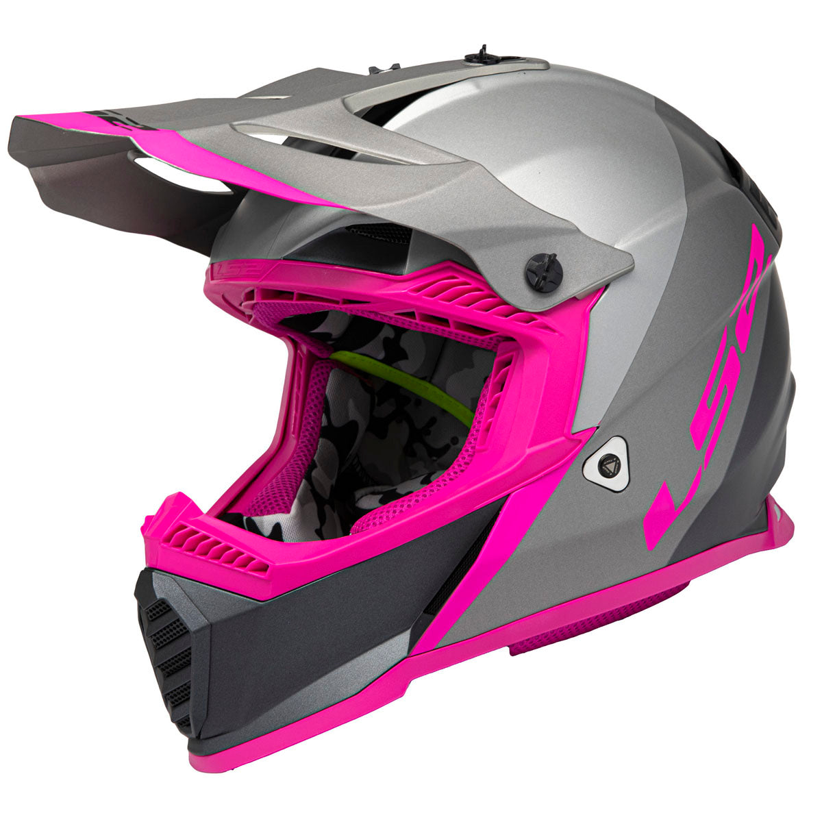 LS2 Gate Launch Helmet CLOSEOUT - Matte Silver/Gray/Pink
