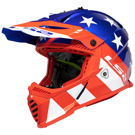 LS2 Gate Stripes Helmet CLOSEOUT - Red/White/Blue