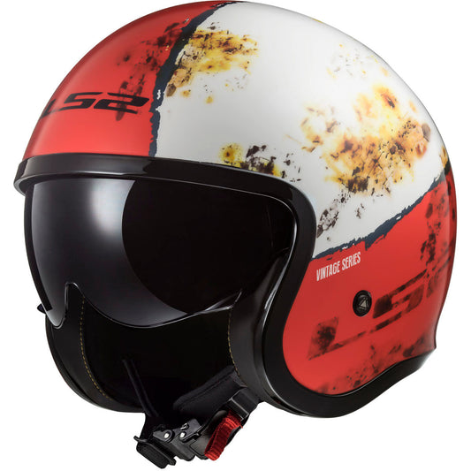 LS2 Spitfire Rust Helmet CLOSEOUT - White/Red