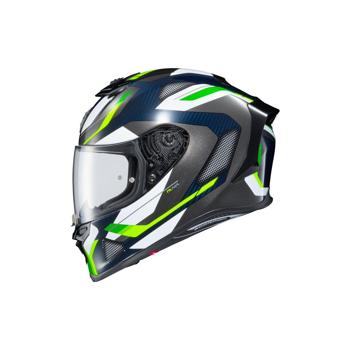 Scorpion EXO-R1 Air Carbon Hyperbolic Helmet - Blue/Green/Hi-Viz
