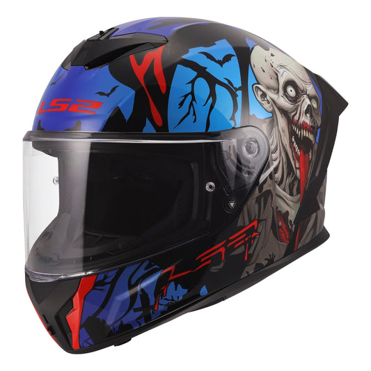 LS2 Rapid III Zombie Helmets - Gloss Black/Blue/Red