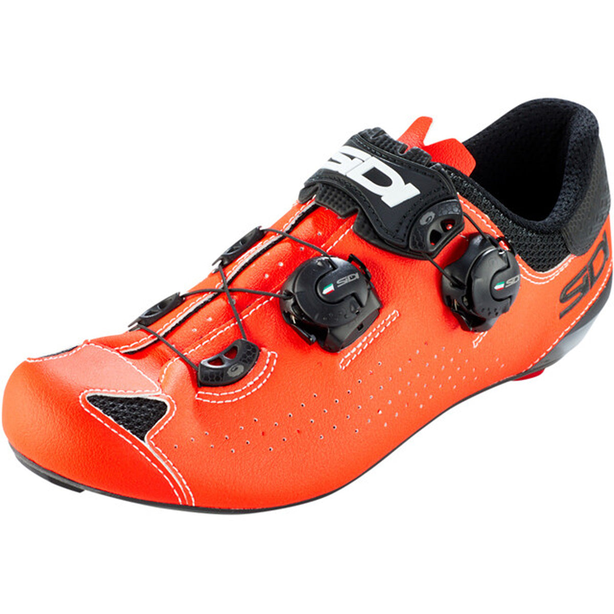 Sidi Genius 10 Road Bicycle Shoes CLOSEOUT - Black/Flo Red