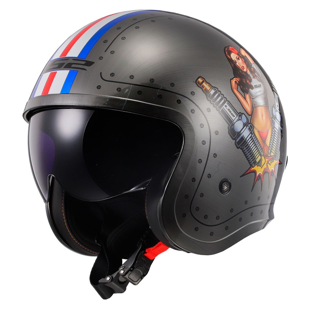 LS2 Spitfire Spark Helmet CLOSEOUT - Brushed Alloy