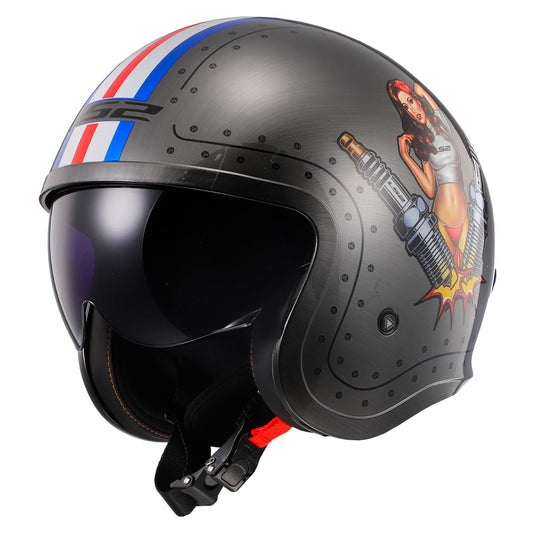 LS2 Spitfire Spark Helmet CLOSEOUT - Brushed Alloy