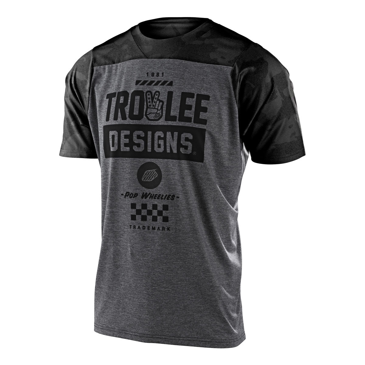 Troy Lee Designs Skyline Short Sleeve Jersey (CLOSEOUT) - Camber Camo Heather Light Gray/Black