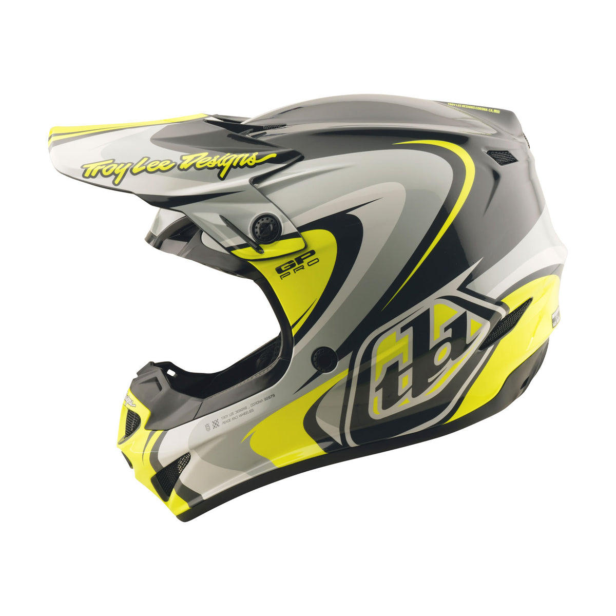 Troy Lee Designs GP Pro Helmet W/ MIPS - Crossover - Gray / Flo Yellow