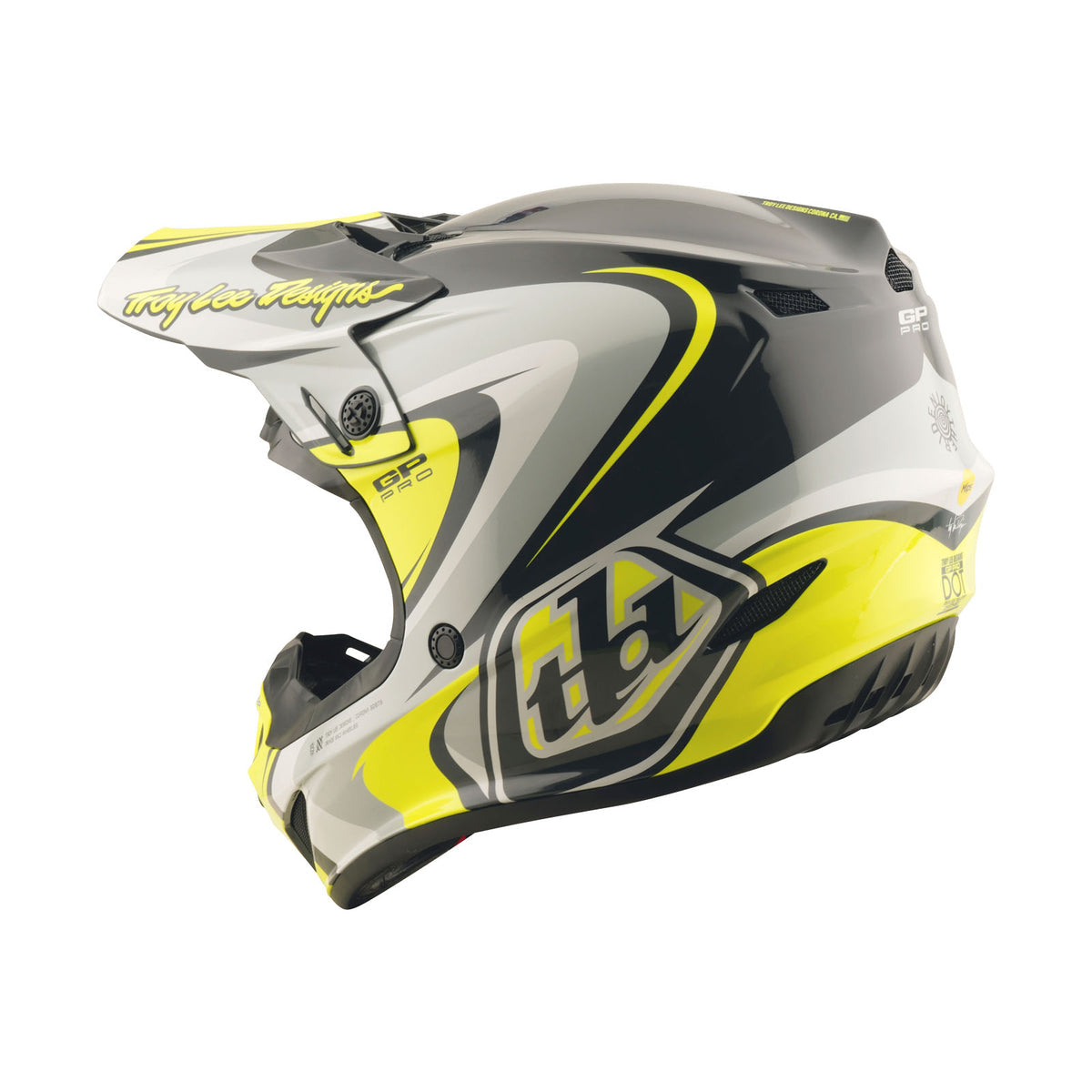 Troy Lee Designs Gp Pro Helmet W/Mips - Crossover - Gray / Flo Yellow