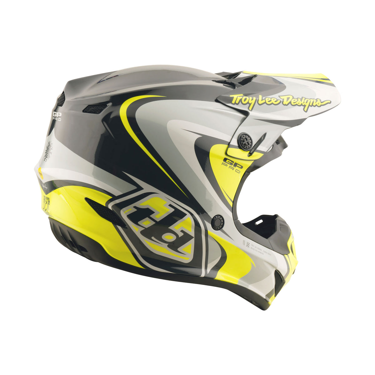 Troy Lee Designs Gp Pro Helmet W/Mips - Crossover - Gray / Flo Yellow